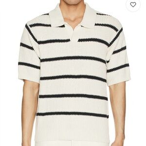 Frame Denim Men’s Organic Cotton Silk Blend Striped Polo Sweater Resort Wear Sm
